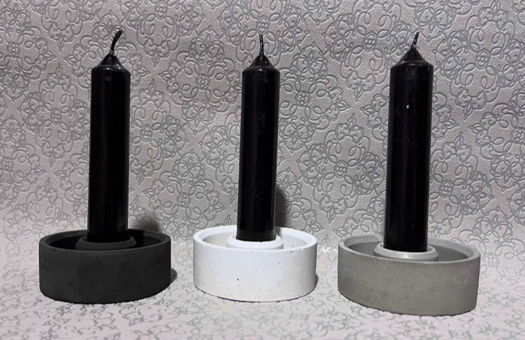 Citadel concrete taper candle holder with drip tray