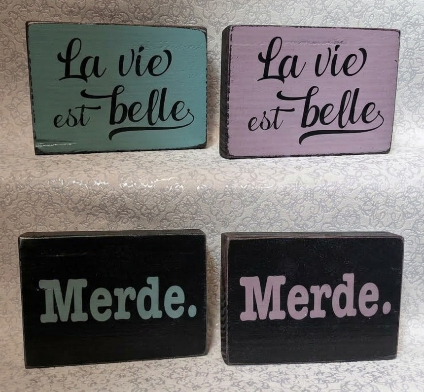 Mood Block double-sided wood block, purple and black